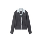 Women's 2-in-1 Cardigan with Shirt Collar Panel